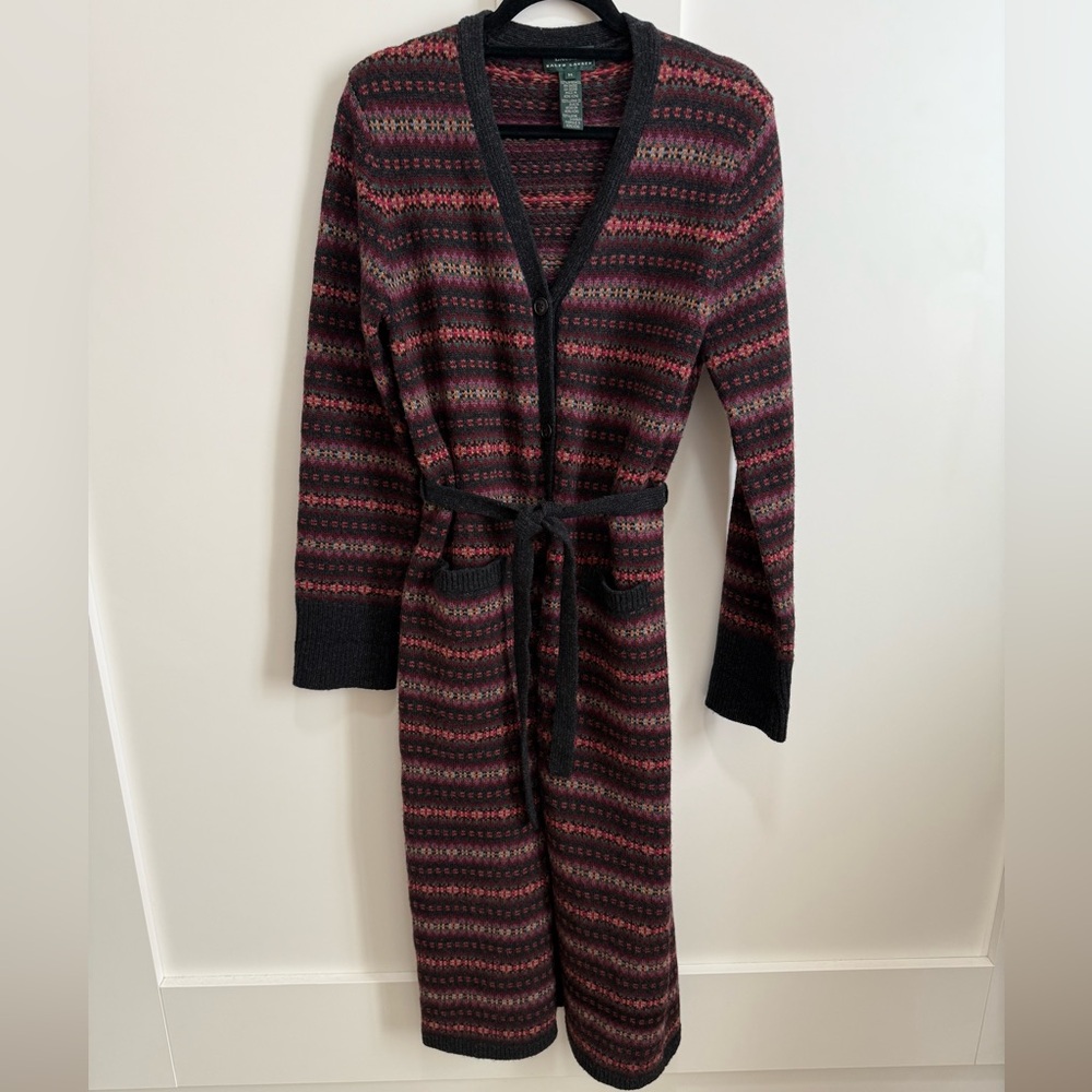 Lauren Ralph Lauren Wool Cardigan Sweater Car Coat Vintage Y2K Fair Isle Country - Picture 4 of 15